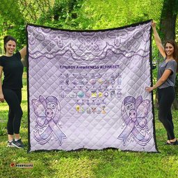 Epilepsy Awareness Alphabet Quilt Purple Ribbon Butterfly Cute Style DT05