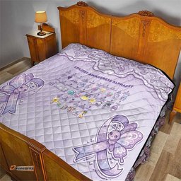 Epilepsy Awareness Alphabet Quilt Purple Ribbon Butterfly Cute Style DT05