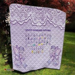 Epilepsy Awareness Alphabet Quilt Purple Ribbon Butterfly Cute Style DT05