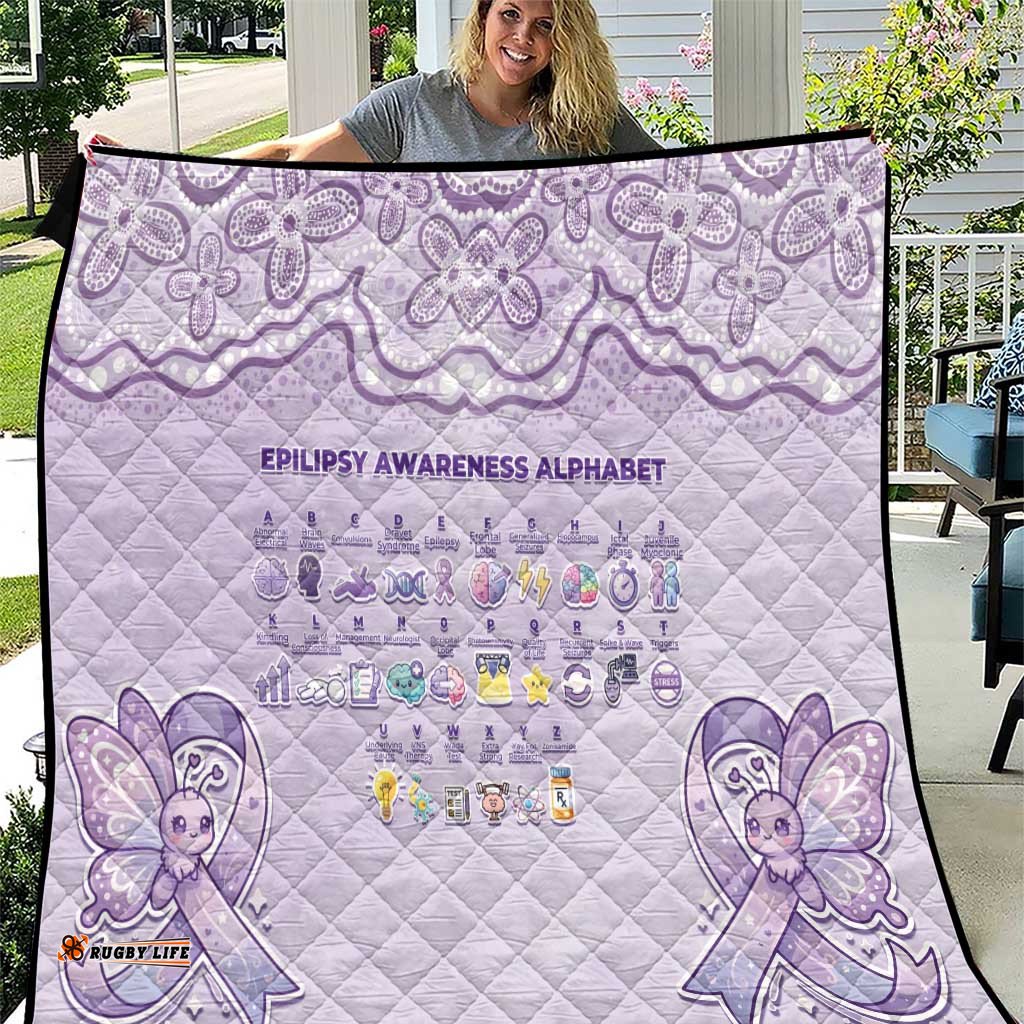 Epilepsy Awareness Alphabet Quilt Purple Ribbon Butterfly Cute Style DT05