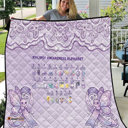 Epilepsy Awareness Alphabet Quilt Purple Ribbon Butterfly Cute Style DT05