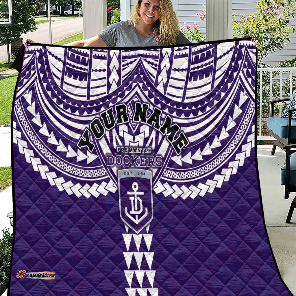 Personalized Fremantle Dockers Quilt Polynesian Tribal Pattern Heritage Football TS04