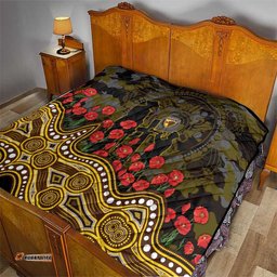 Hawthorn Hawks ANZAC Day Quilt Indigenous Dot Art with Poppy Flower Tribute TS04
