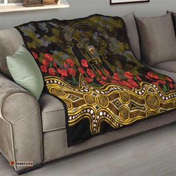 Hawthorn Hawks ANZAC Day Quilt Indigenous Dot Art with Poppy Flower Tribute TS04