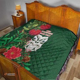 Maori Wheku Meri Kirihimete Personalised Quilt All Green Indigenous Maori Motif LT9