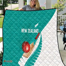 New Zealand Cricket Quilt Kiwi Birds Haka Dance Turquoise Fern Sporty Style LT03