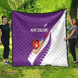 New Zealand Cricket Quilt Kiwi Birds Haka Dance Purple Fern Sporty Style LT03