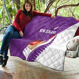 New Zealand Cricket Quilt Kiwi Birds Haka Dance Purple Fern Sporty Style LT03
