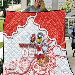 Custom Swans Football Quilt Aboriginal Dot Art Pattern DT05
