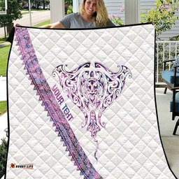 Mawhero Paua shell Kowhaiwhai Taniko Personalised Quilt Manta Ray Shark-Turtle Maori Tribal Style LT9