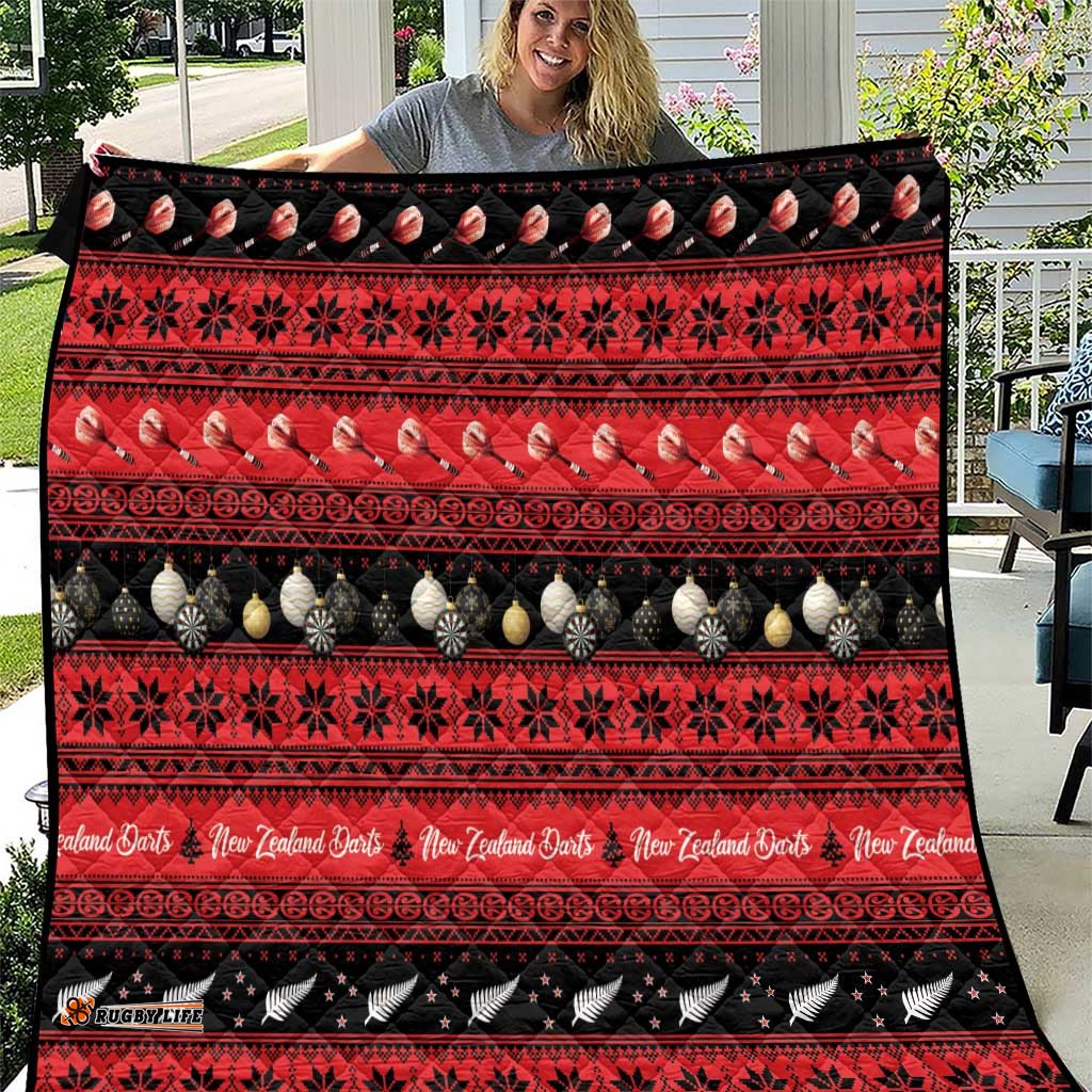 New Zealand Darts Christmas Quilt Merry Xmas Aotearoa Maori Red LT14
