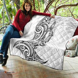 New Zealand Hammerhead Shark Quilt Maori Haehae Mangopare White LT14