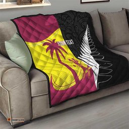 New Zealand and West Indies Cricket Custom Quilt Black Cap Windies Together LT14