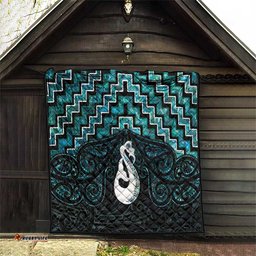 New Zealand Maori Quilt Poutama Manaia Turquoise Paua Shell LT05