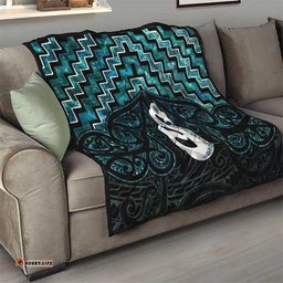 New Zealand Maori Quilt Poutama Manaia Turquoise Paua Shell LT05
