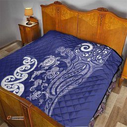 New Zealand Sea Animals with Maori Tribal Tattoo Quilt Blue Color LT03