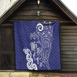 New Zealand Sea Animals with Maori Tribal Tattoo Quilt Blue Color LT03