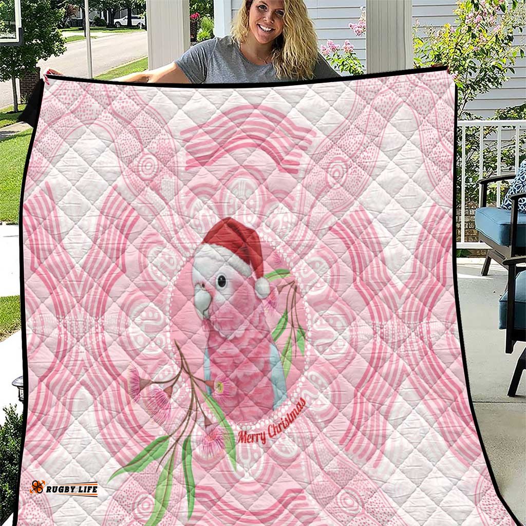 Funny Pink Galah Australia Christmas Quilt Eucalyptus Blossoms Aboriginal Art LT14