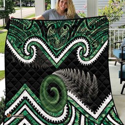 Koru Pounamu Aotearoa Quilt Maori Paua Shell Mix Silver Fern LT14