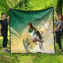 New Zealand Pigeon Kereru Quilt Maori Fern Art Green Gradient LT05