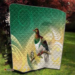 New Zealand Pigeon Kereru Quilt Maori Fern Art Green Gradient LT05