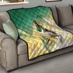 New Zealand Pigeon Kereru Quilt Maori Fern Art Green Gradient LT05