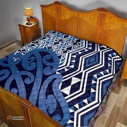 New Zealand Quilt Aotearoa Kowhaiwhai Mix Taniko Art - Blue LT14