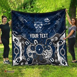 Personalized Geelong Cats Quilt Aboriginal Dot Painting Graffiti Style TS04