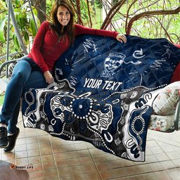 Personalized Geelong Cats Quilt Aboriginal Dot Painting Graffiti Style TS04