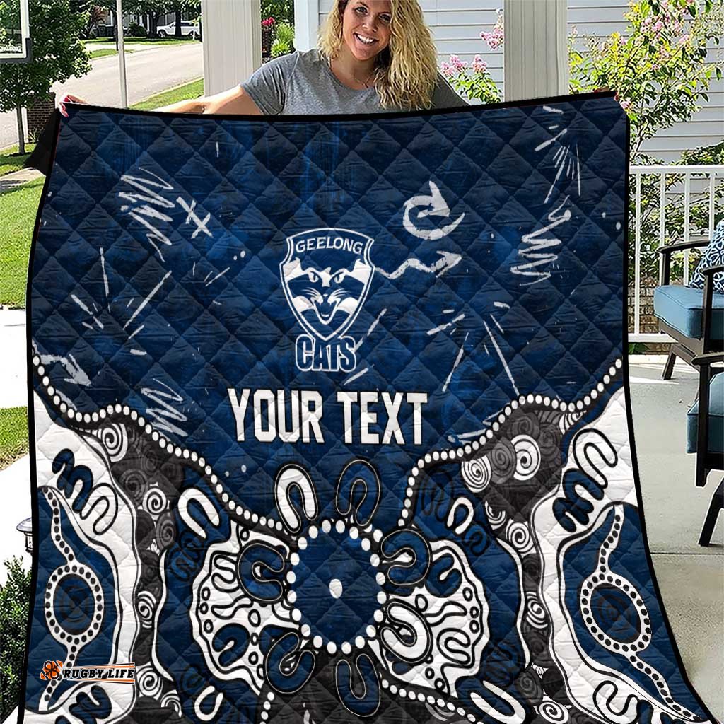 Personalized Geelong Cats Quilt Aboriginal Dot Painting Graffiti Style TS04