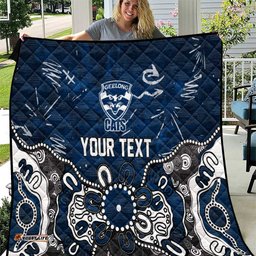 Personalized Geelong Cats Quilt Aboriginal Dot Painting Graffiti Style TS04