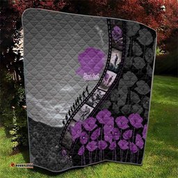 Personalised Remembering ANZAC Lest We Forget Quilt Vintage Film Frame Memorial Purple Poppy LT9