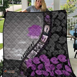 Personalised Remembering ANZAC Lest We Forget Quilt Vintage Film Frame Memorial Purple Poppy LT9