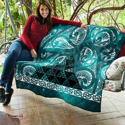 Matariki New Zealand Quilt NZ Niho Taniwha Maori New Year Cyan Galaxy LT14