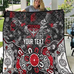 Personalized Essendon Bombers Quilt Aboriginal Dot Painting Graffiti Style TS04