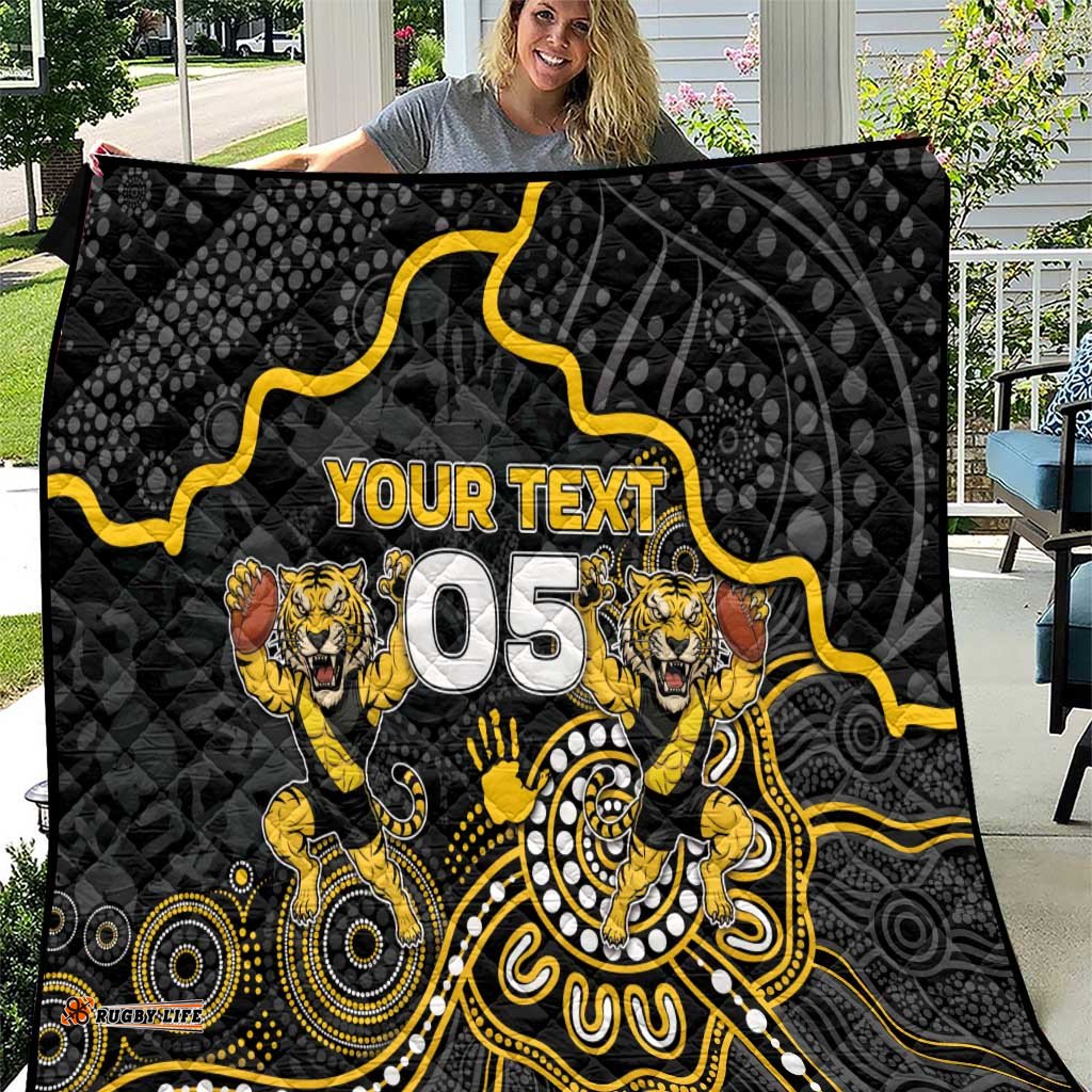 Custom Richmond Football Quilt Aboriginal Dot Art Pattern DT05