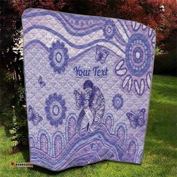 Personalised Epilepsy Awareness Quilt Purple Ribbon Butterfly And Brain Aboriginal Art DT05