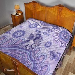 Personalised Epilepsy Awareness Quilt Purple Ribbon Butterfly And Brain Aboriginal Art DT05