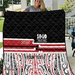 Personalised Toitu Te Tiriti Aotearoa 1840 Quilt Red Kowhaiwhai Puhoro LT9