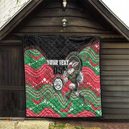 Custom Rabbitohs Quilt Rabbit Mascot With Aboriginal Indigenous DT05