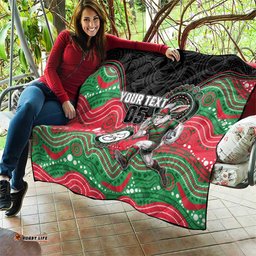Custom Rabbitohs Quilt Rabbit Mascot With Aboriginal Indigenous DT05
