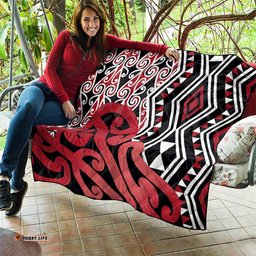 New Zealand Quilt Aotearoa Kowhaiwhai Mix Taniko Art - Red LT14