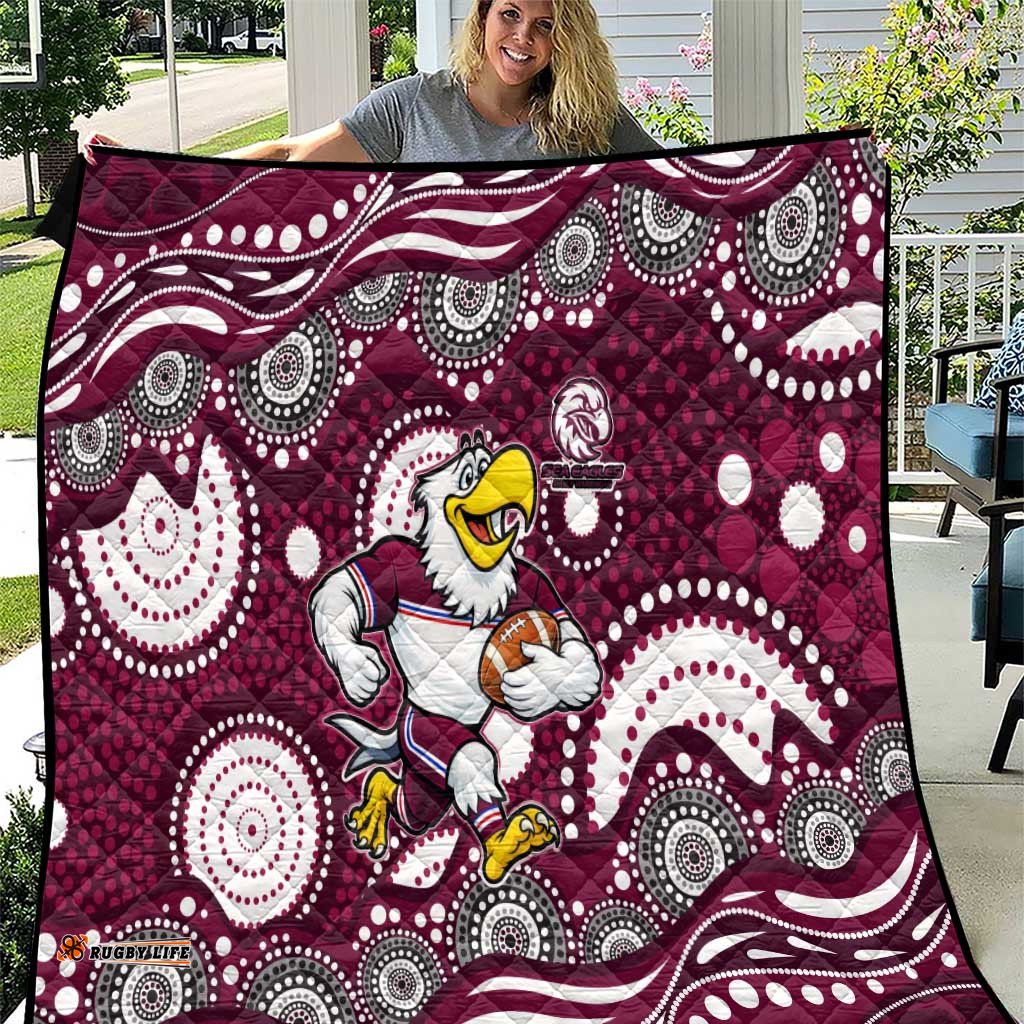 Manly Warringah Sea Eagles Quilt Aboriginal Dot Pattern - Rugby Mascot Heritage Pride TS04