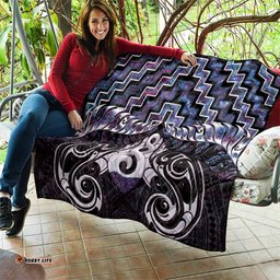 New Zealand Maori Quilt Poutama Pikorua Purple Paua Shell LT05
