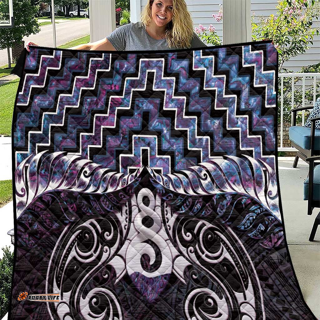 New Zealand Maori Quilt Poutama Pikorua Purple Paua Shell LT05