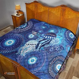 NAIDOC Deadly 50 Years Quilt Jellyfish Aboriginal Culture Inspired Blue LT9