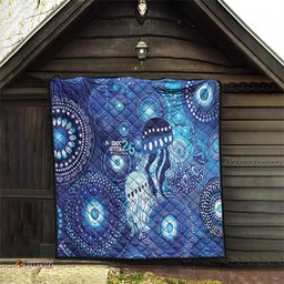 NAIDOC Deadly 50 Years Quilt Jellyfish Aboriginal Culture Inspired Blue LT9
