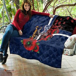 Geelong Cats ANZAC Personalised Quilt Lest We Forget Poppy Camo LT9