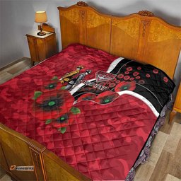 Essendon Bombers ANZAC Personalised Quilt Lest We Forget Poppy Camo LT9