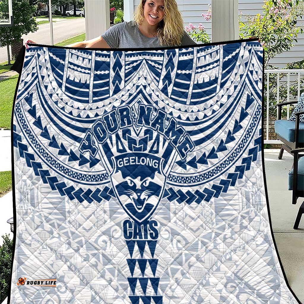 Personalized Geelong Cats Quilt Polynesian Tribal Pattern Heritage Football TS04